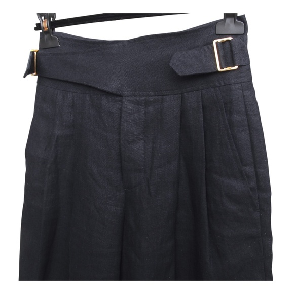 CHLOE Shorts Bermuda Navy Knee Leg Buttons Buckle Pleated Pockets Sz 36 - Picture 2 of 6